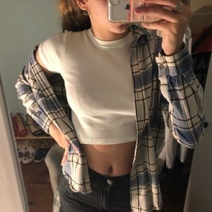 Plaid Blue and White Flannel